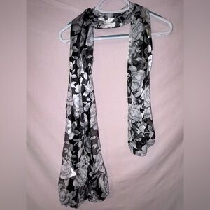Elegant Black and White Floral Scarf